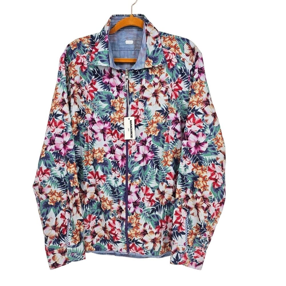 Naracamicie Reversible Floral Zip Up Shirt XXL